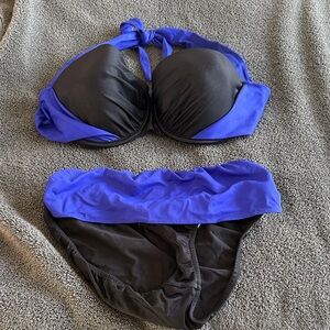 VENUS Vibrant Blue and Black Bikini Top